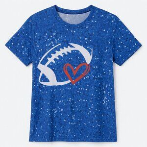 Blue Football Heart Graphic T-Shirt – 2XL – Game Day Ready